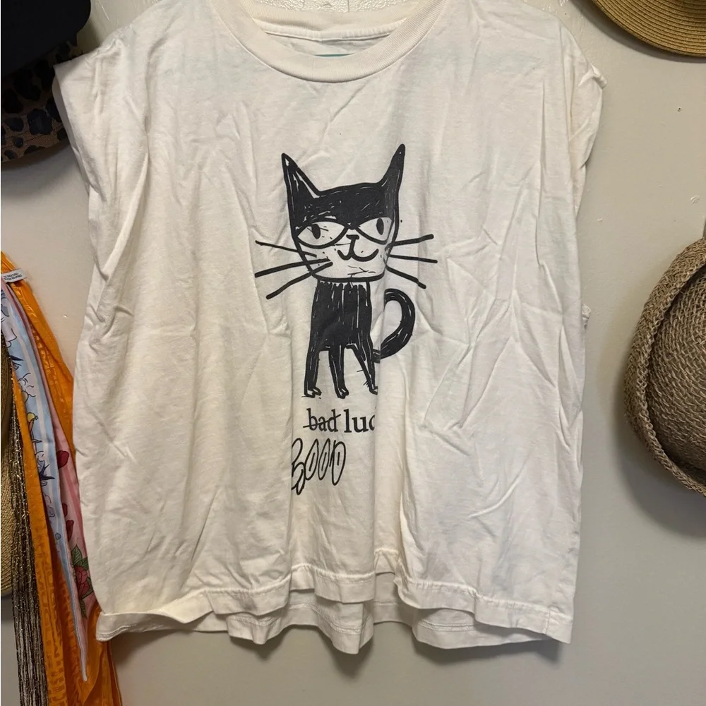 Dressed in LALA Bad Luck/Good Luck Cat Graphic Tee, L/XL